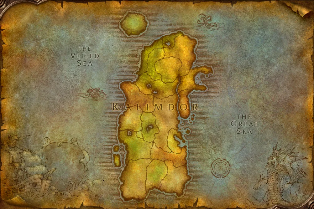 Kalimdor world map from the WoW Forever client