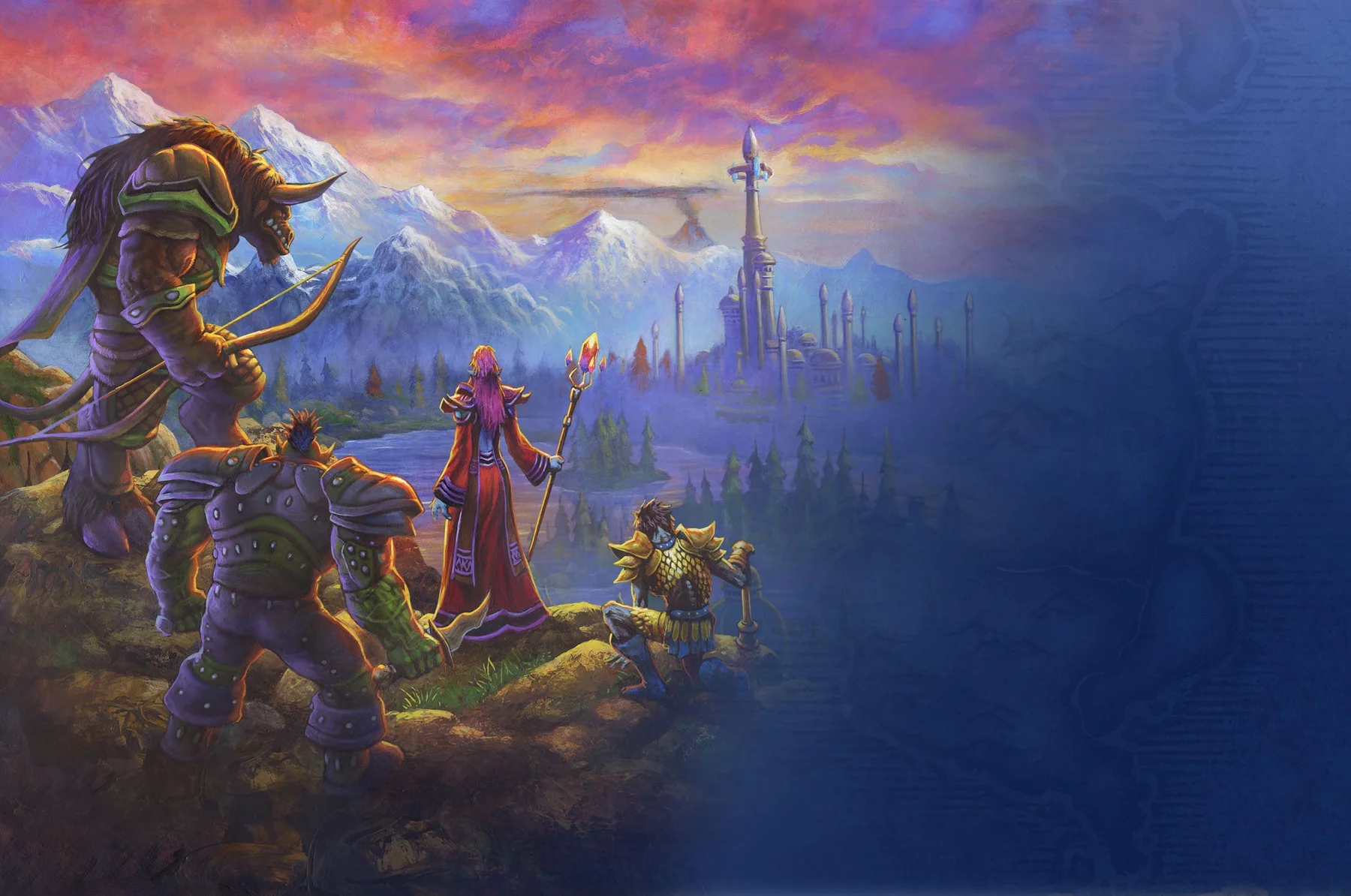 WoW Forever adventurers overlooking Azeroth, official Blizzard artwork